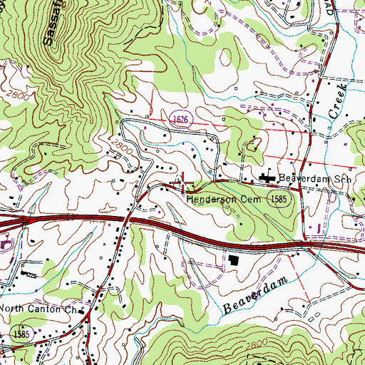 Topographic Map of Henderson Cemetery, NC