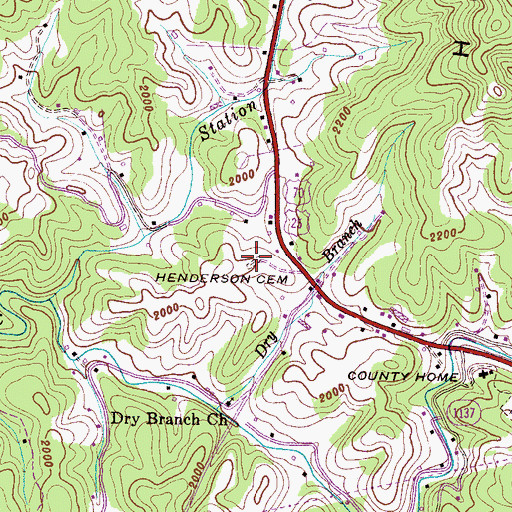Topographic Map of Henderson Cemetery, NC