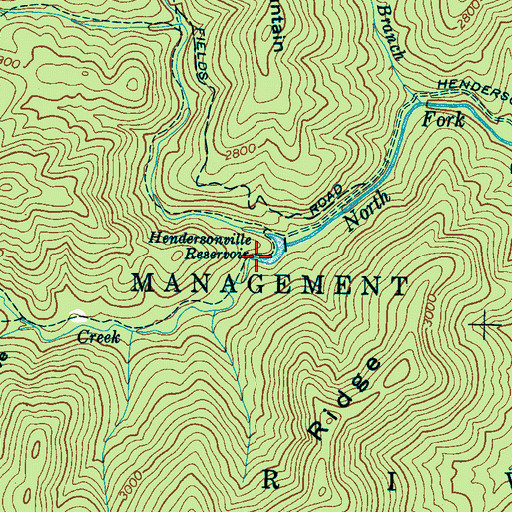 Topographic Map of Hendersonville Reservoir, NC