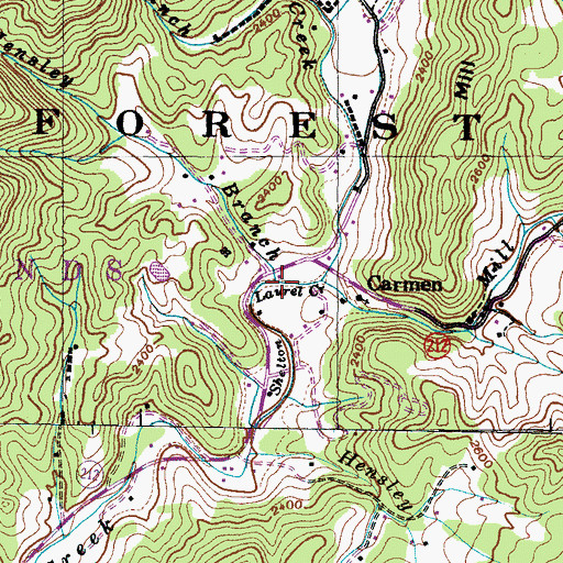 Topographic Map of Hensley Branch, NC