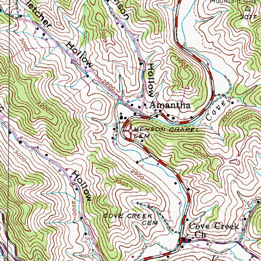 Topographic Map of Henson Chapel Cemetery, NC