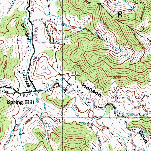 Topographic Map of Henson Cove, NC