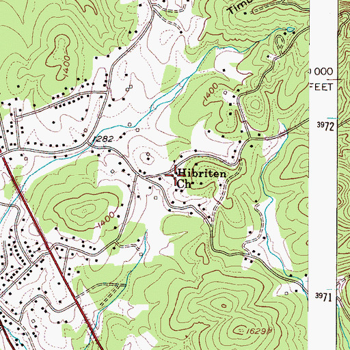 Topographic Map of Hibriten Church, NC