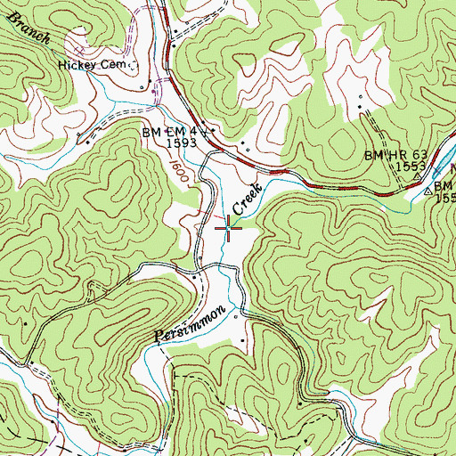 Topographic Map of Hickey Branch, NC