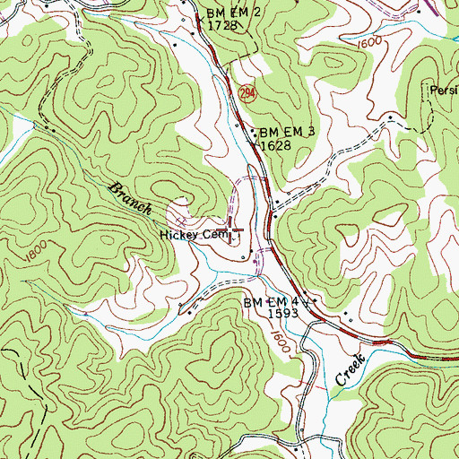 Topographic Map of Hickey Cemetery, NC