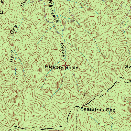 Topographic Map of Hickory Basin, NC