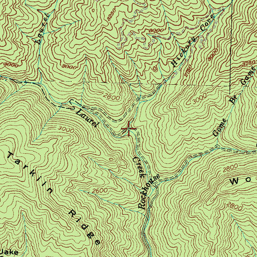 Topographic Map of Hickory Cove Creek, NC