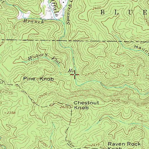 Topographic Map of Hickory Flat Branch, NC