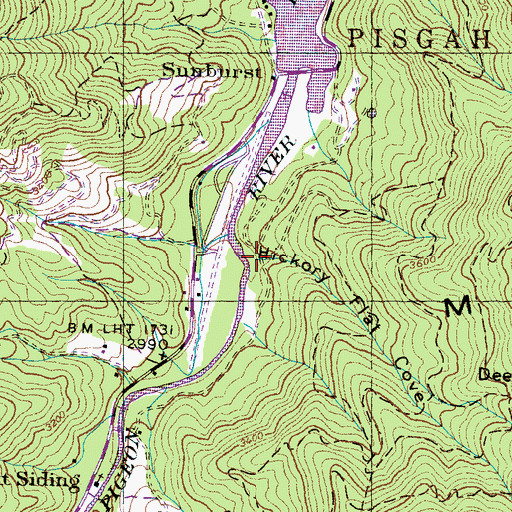 Topographic Map of Hickory Flat Cove, NC