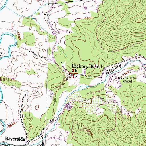 Topographic Map of Hickory Knoll Church, NC