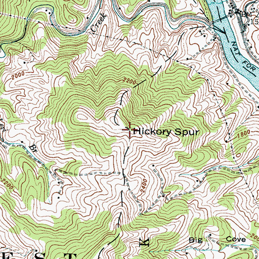 Topographic Map of Hickory Spur, NC