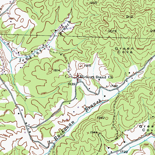 Topographic Map of Hickory Stand Church, NC