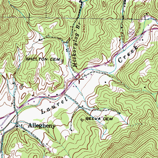 Topographic Map of Hickorylog Branch, NC