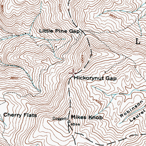 Topographic Map of Hickorynut Gap, NC