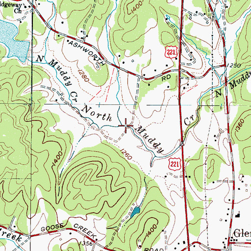 Topographic Map of Hicks Branch, NC