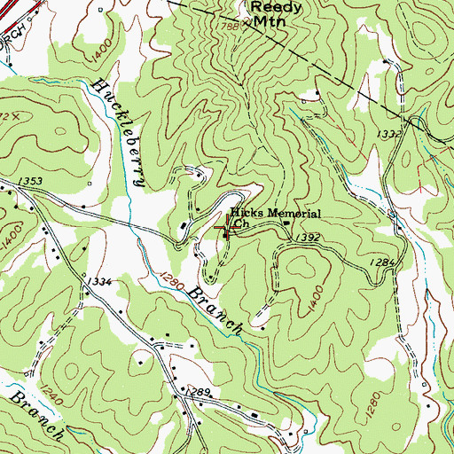 Topographic Map of Hicks Memorial Church, NC