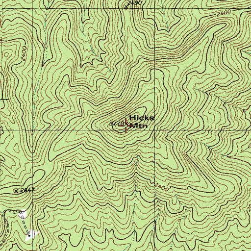 Topographic Map of Hicks Mountain, NC