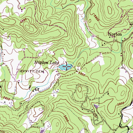 Topographic Map of Hidden Lake, NC