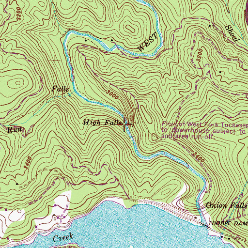 Topographic Map of High Falls, NC