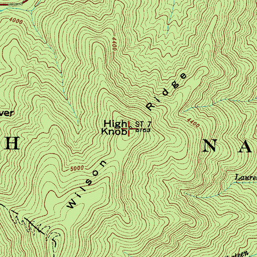 Topographic Map of High Knob, NC