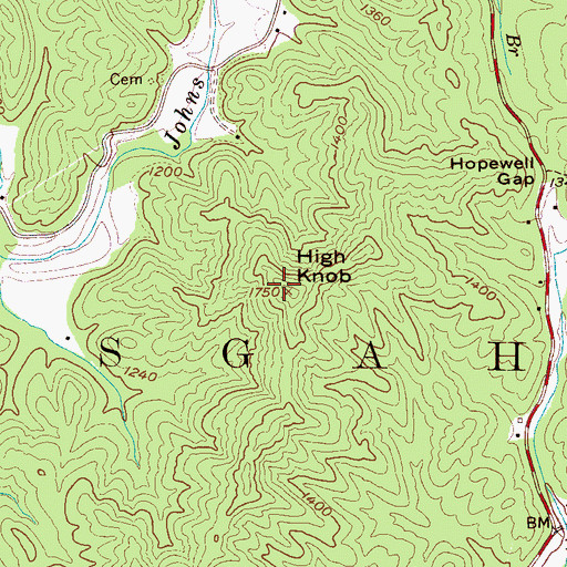 Topographic Map of High Knob, NC