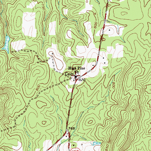 Topographic Map of High Pine Church, NC