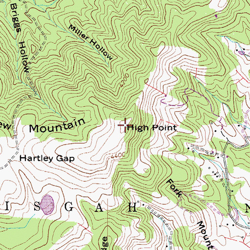 Topographic Map of High Point Cliff, NC