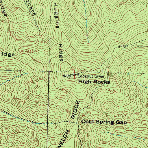 Topographic Map of High Rocks, NC