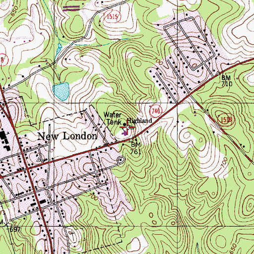 Topographic Map of Highland Church, NC