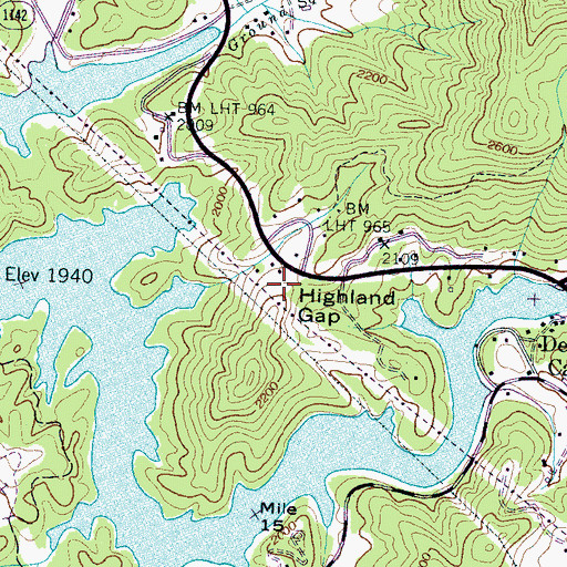 Topographic Map of Highland Gap, NC