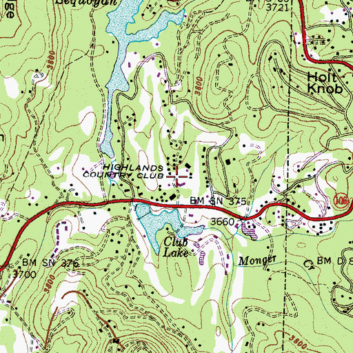 Topographic Map of Highlands Country Club, NC