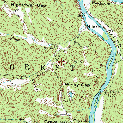 Topographic Map of Hightower Church, NC