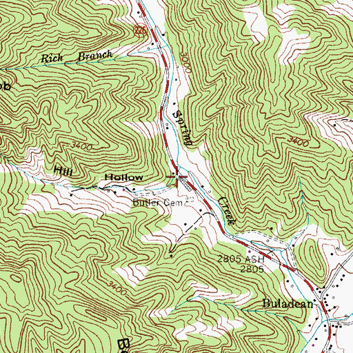 Topographic Map of Hill Hollow, NC