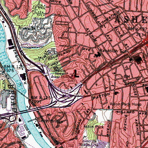 Topographic Map of Hill Street School, NC