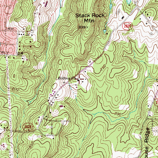 Topographic Map of Hilltop Church, NC
