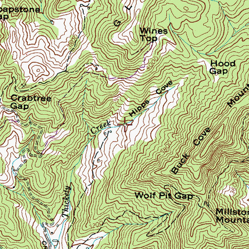Topographic Map of Hipps Cove, NC