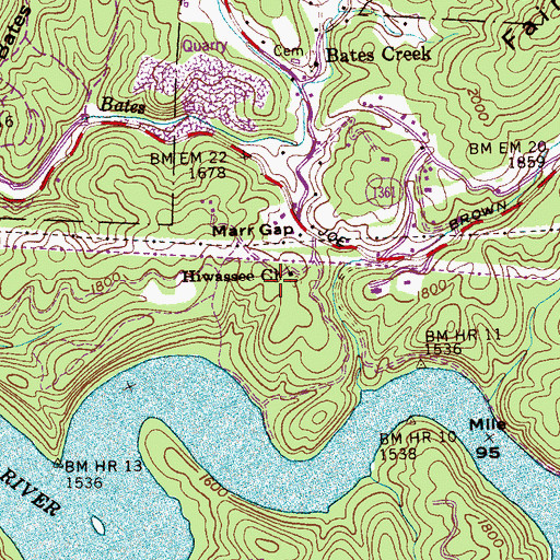 Topographic Map of Hiwassee Church, NC