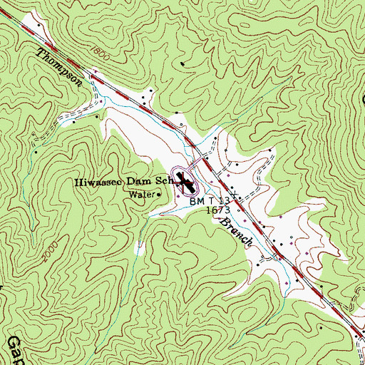 Topographic Map of Hiwassee Dam School, NC