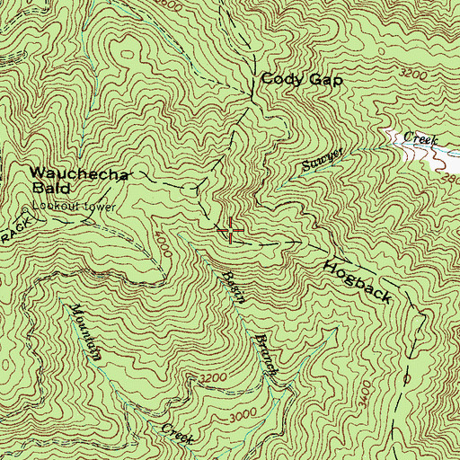 Topographic Map of Hogback, NC