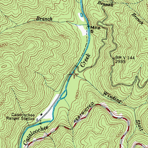 Topographic Map of Hoglen Branch, NC
