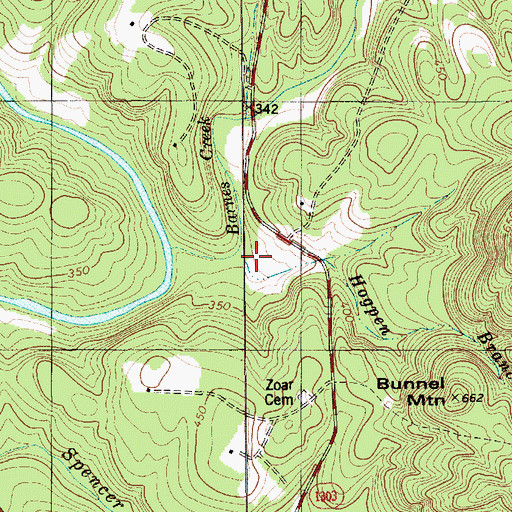 Topographic Map of Hogpen Branch, NC