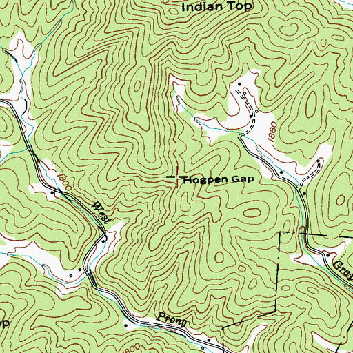 Topographic Map of Hogpen Gap, NC