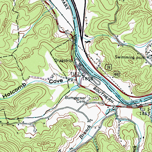 Topographic Map of Holcomb Cove, NC