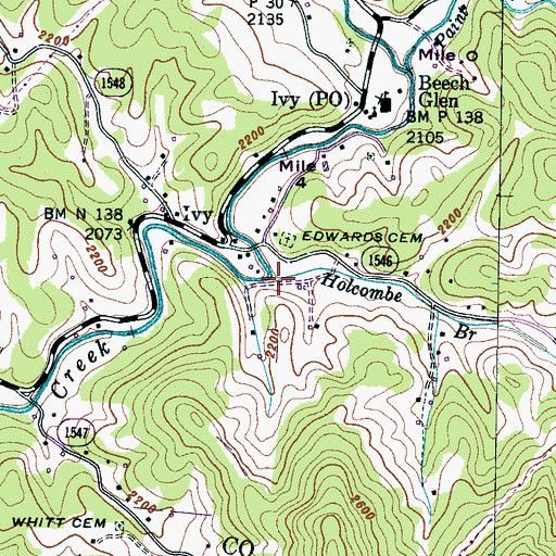 Topographic Map of Holcombe Branch, NC