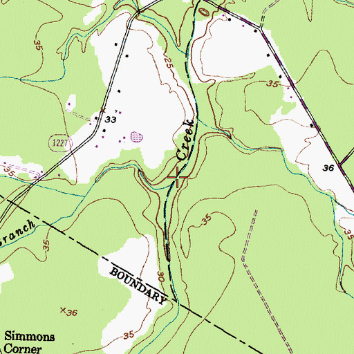 Topographic Map of Hollis Branch, NC