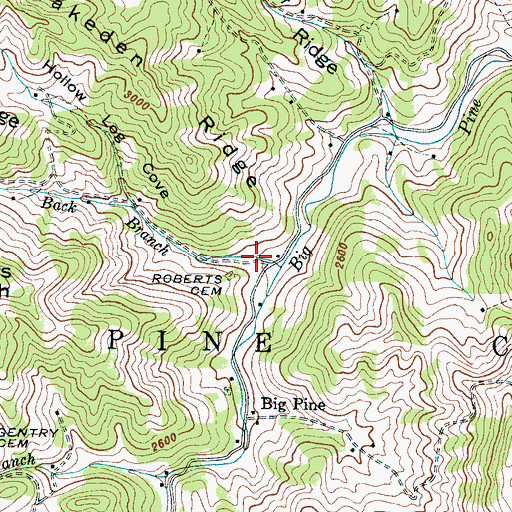 Topographic Map of Hollow Log Cove, NC