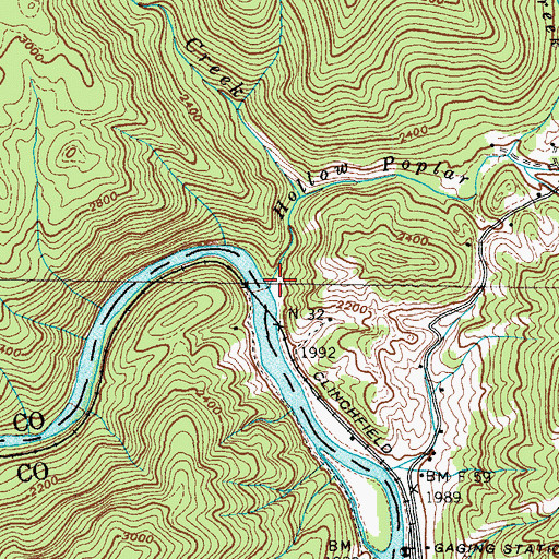 Topographic Map of Hollow Poplar Creek, NC