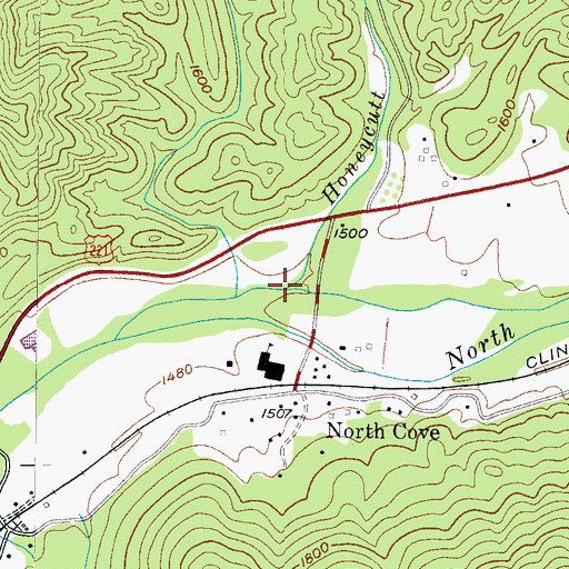 Topographic Map of Honeycutt Creek, NC