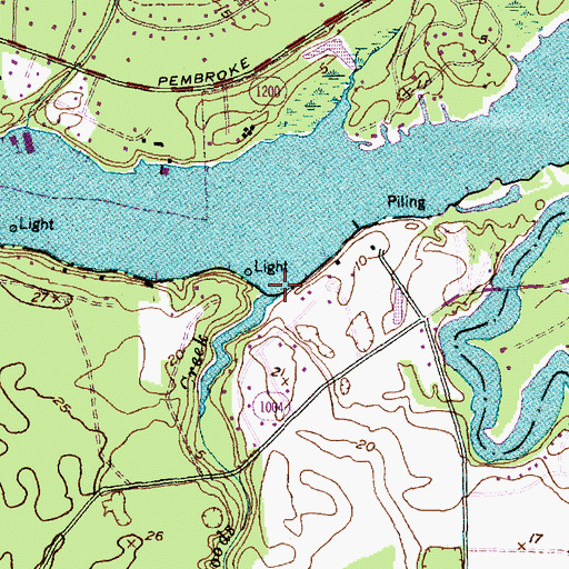 Topographic Map of Hoods Creek, NC