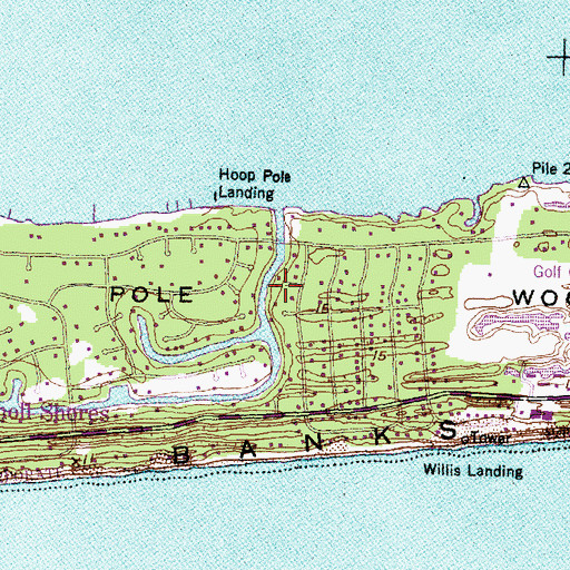 Topographic Map of Hoop Pole Woods, NC
